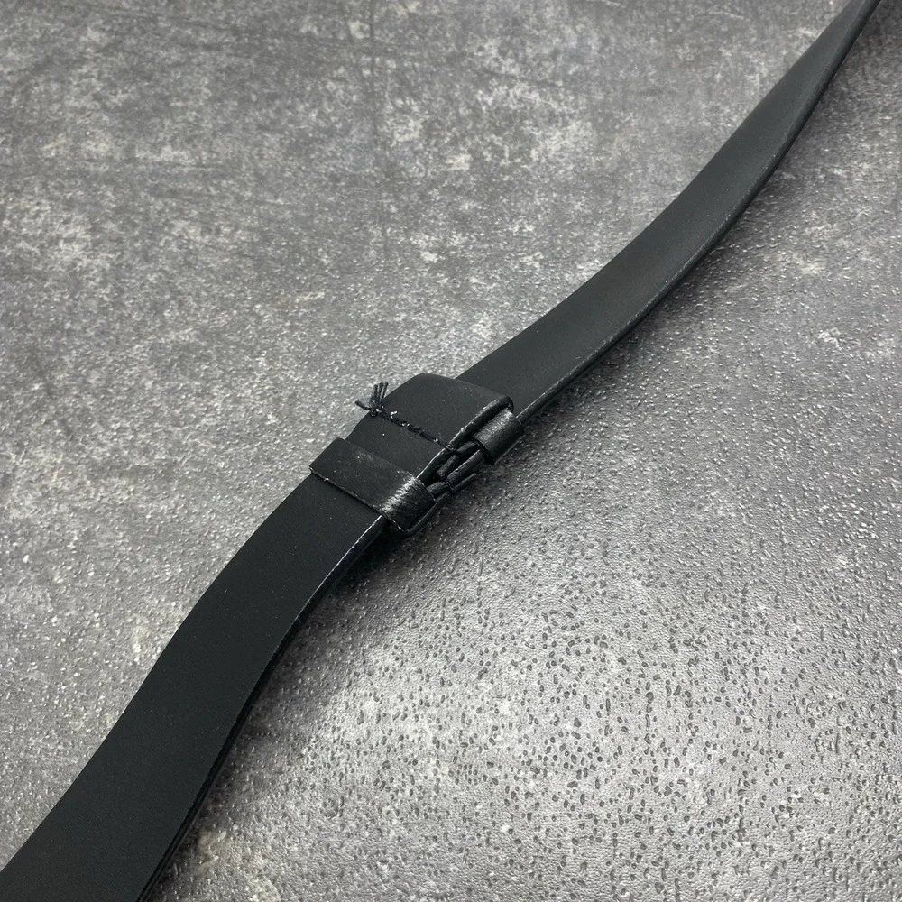 Chico's Split Leather 2287 Black Fashion Belt Women's SM Oval Hook Metal Buckle